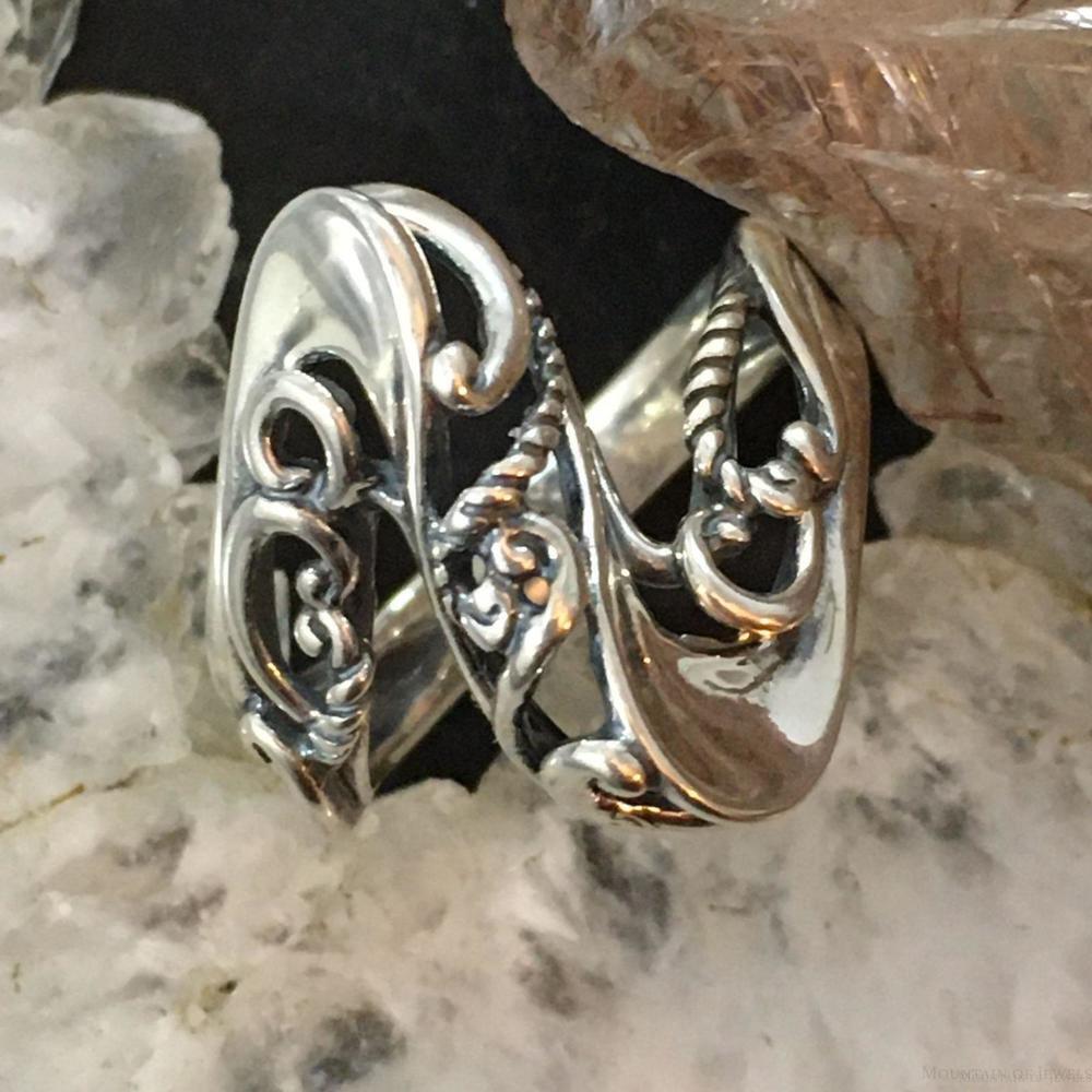 Carolyn Pollack Southwestern Style Sterling Decorated Ring For Women Size 8.25